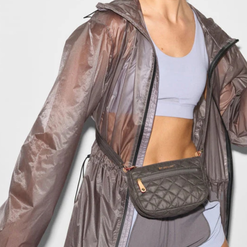 MZ Wallace Mini Metro Roxy Quilted Crossbody Bag Magnet Grey New